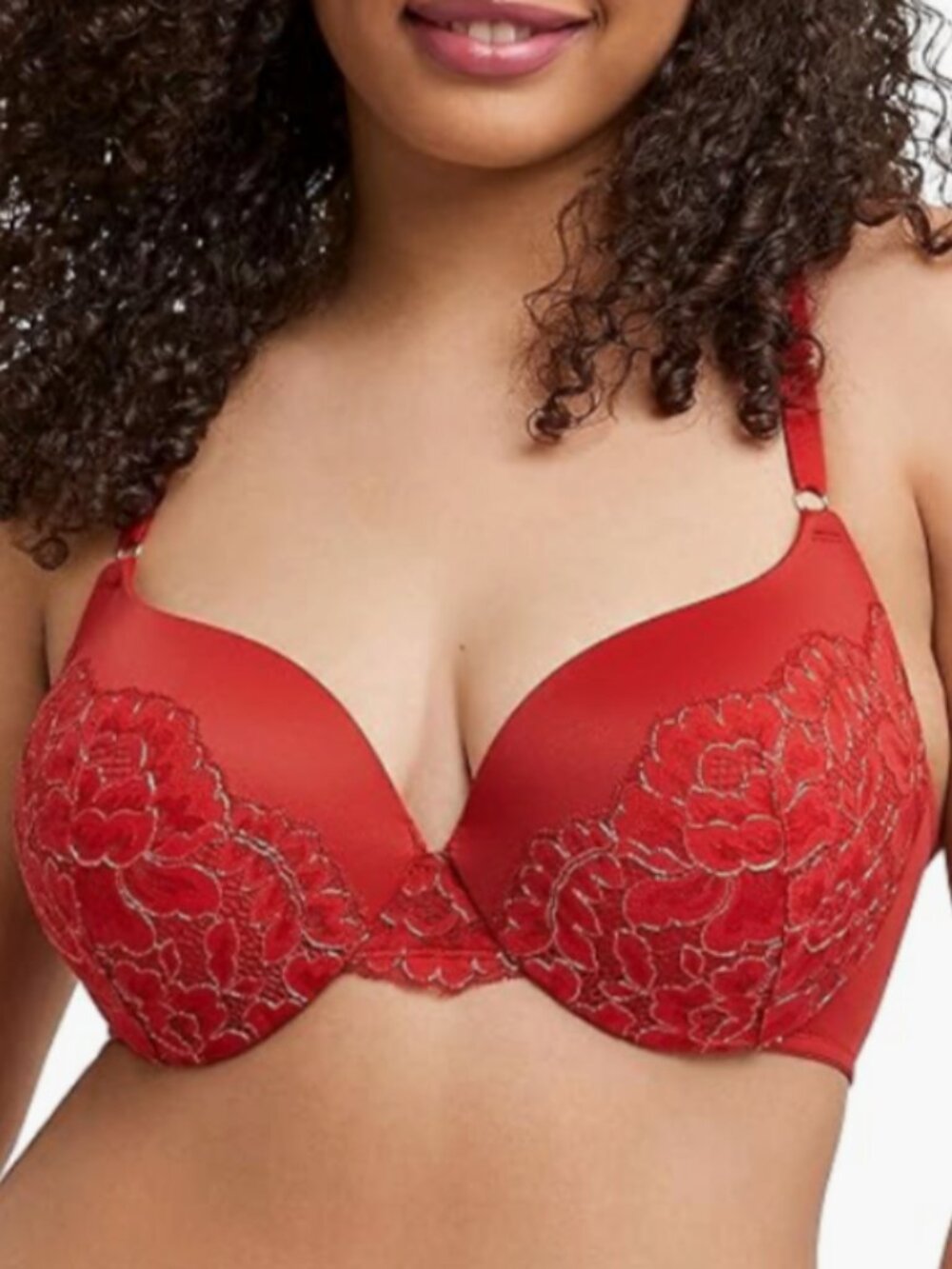 Maidenform Underwire Push Up Love the Lift Smoothing Lace Demi Bra Sz 34B 9358